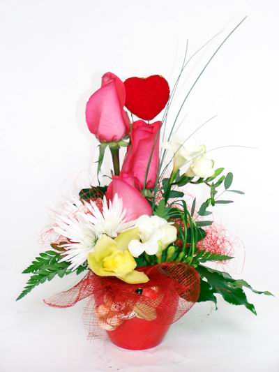  Bayburt ucuz çiçek gönder  cam içerisinde 3 adet gül ve kir çiçekleri