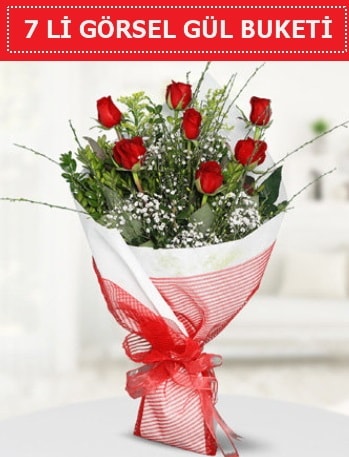 7 adet kırmızı gül buketi Aşk budur  Bayburt çiçek satışı 